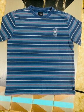 Vans Navy Blue Striped Short Sleeve Tee